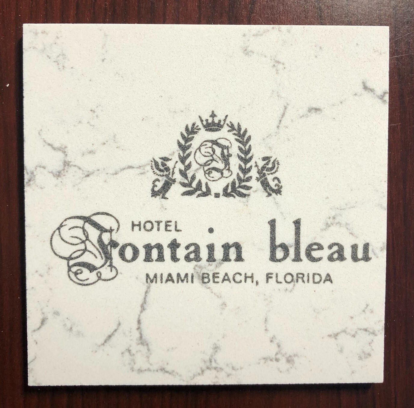Vintage Fontainebleau Hotel Miami Beach Florida Marble Coaster