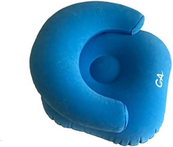 Inflatable Flocking Lounger Sofa Blue Portable Camping Relax Chair 23.5"x23.5...