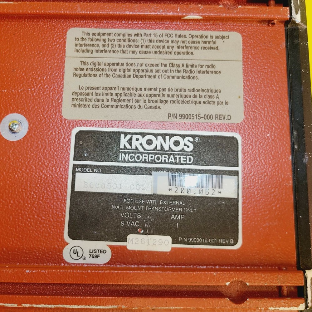 ⚡100% UNTESTED⚡ KRONOS TIMECLOCK 8600501-002 WORKFORCE TIME ATTENDANCE TERMINAL⚡