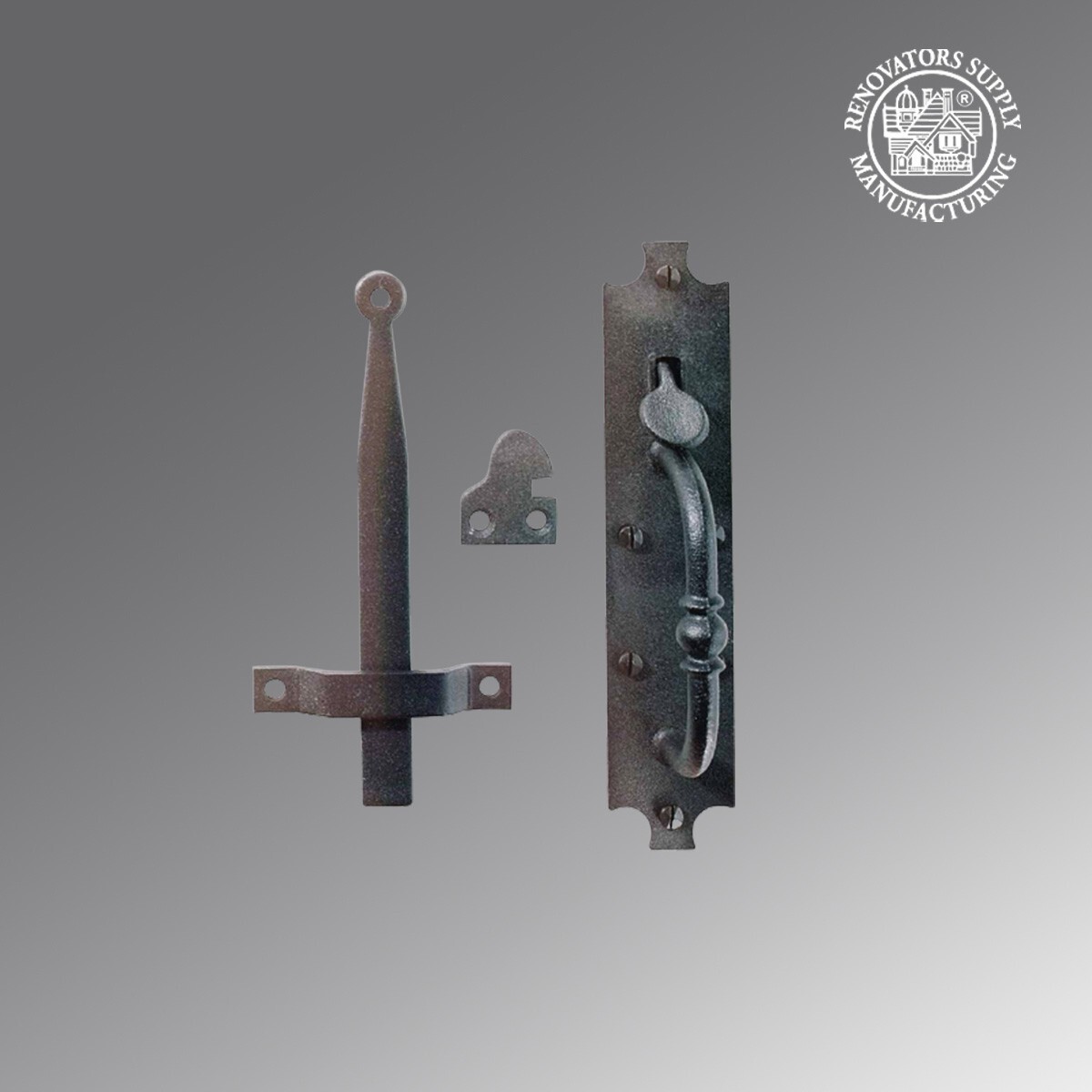 Black Cast Iron Norfolk Door Latches with Mounting Hardware Renovators Supply