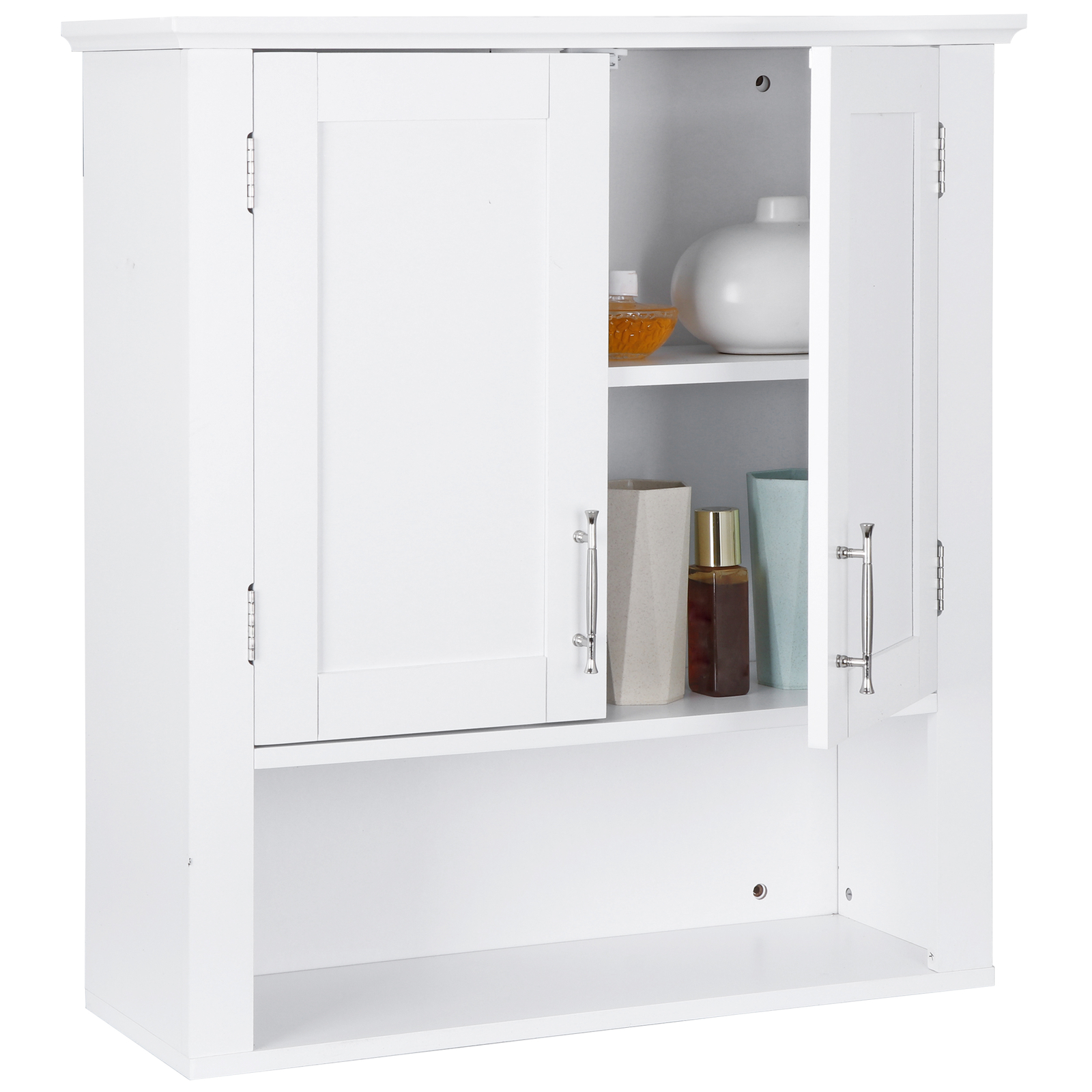 Bathroom Wall Cabinet Mounted Over Toilet Storage Space-Saving Organizing White