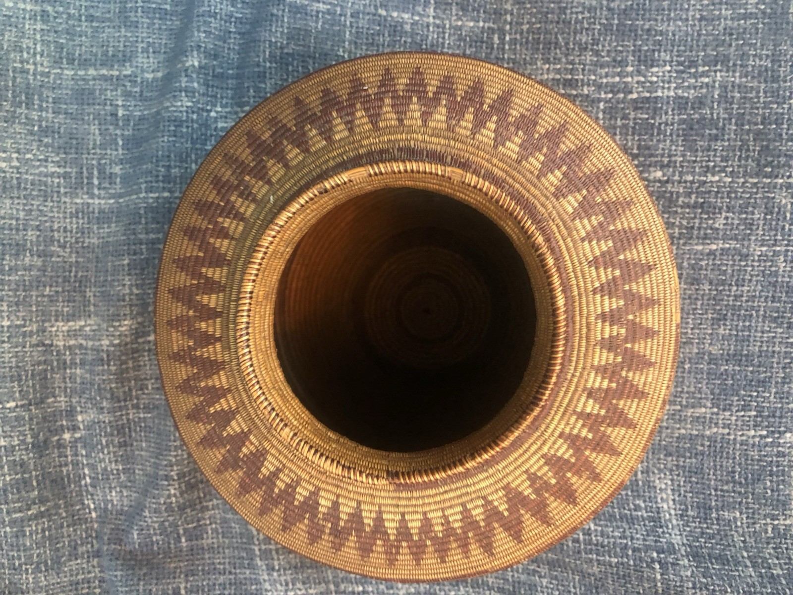 Outstanding 1890’S-1920’S Yokuts Native American Bottleneck Trinket Basket