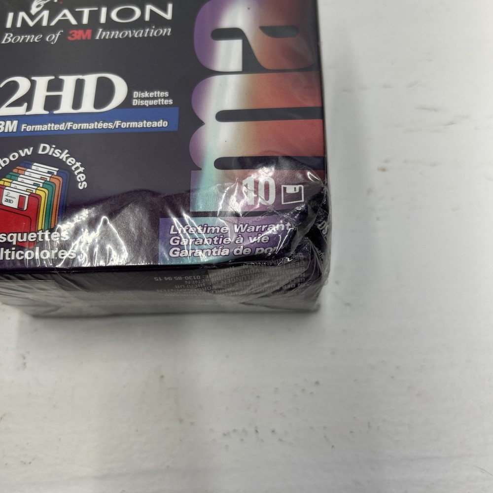 Imation 3.5" 2HD IBM Formatted Rainbow Color Diskettes 10 Pack