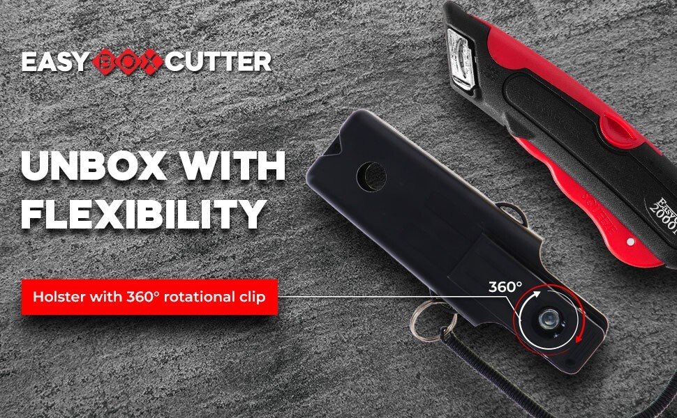 Easy Cut 2000N RED Safety Box Cutter Knife with Holster (Pack of 2 Cutters)