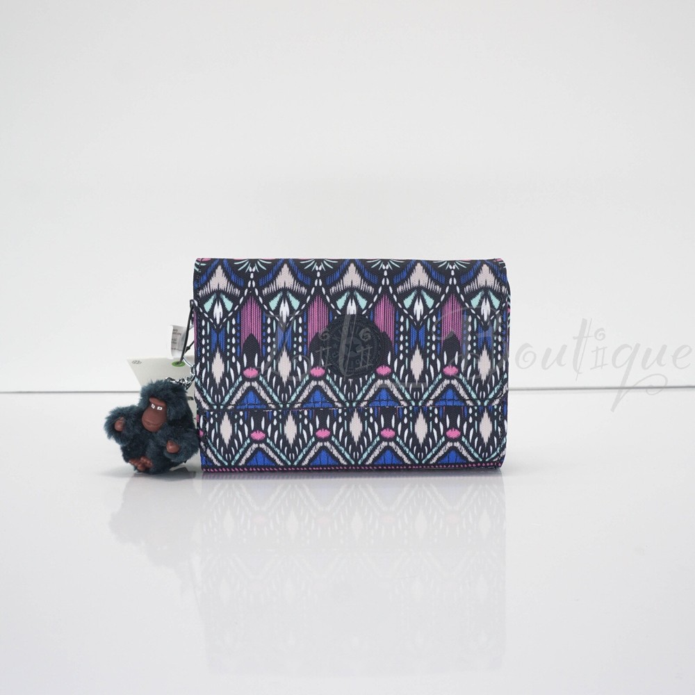 NWT Kipling AC3739 PIXI Snap Medium Trifold Wallet Polyester Glorious Day Multi