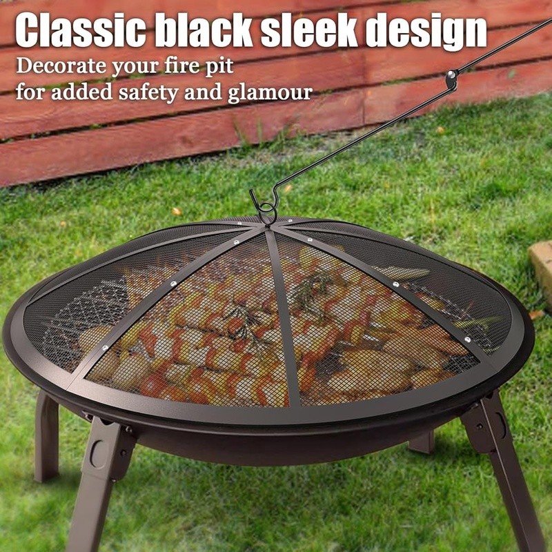 Heavy Duty Fire Pit Spark Screen Durable Outdoor Metal Cover Campfire Shield New