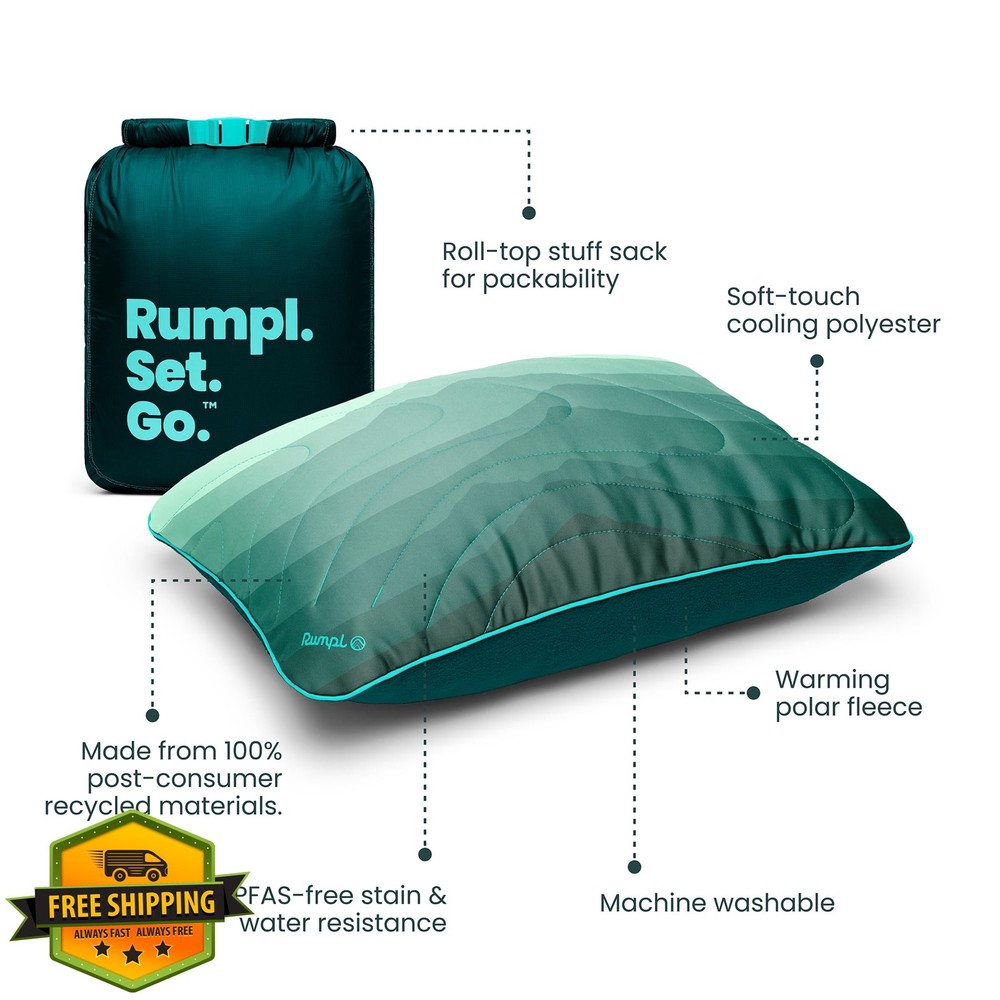 Rumpl Adjustable Camp Pillow Full Size Packable Cascade Fade