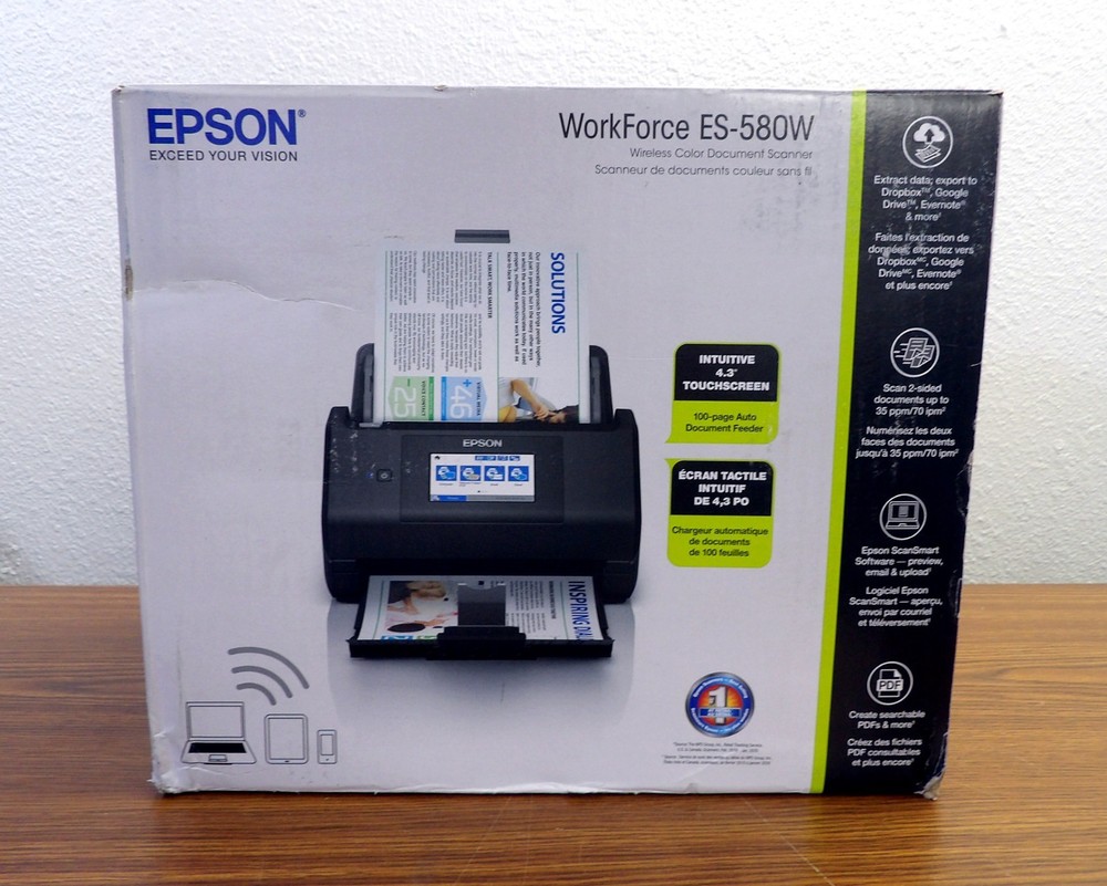 Epson Workforce ES-580W Wireless Color Duplex Desktop Document Scanner
