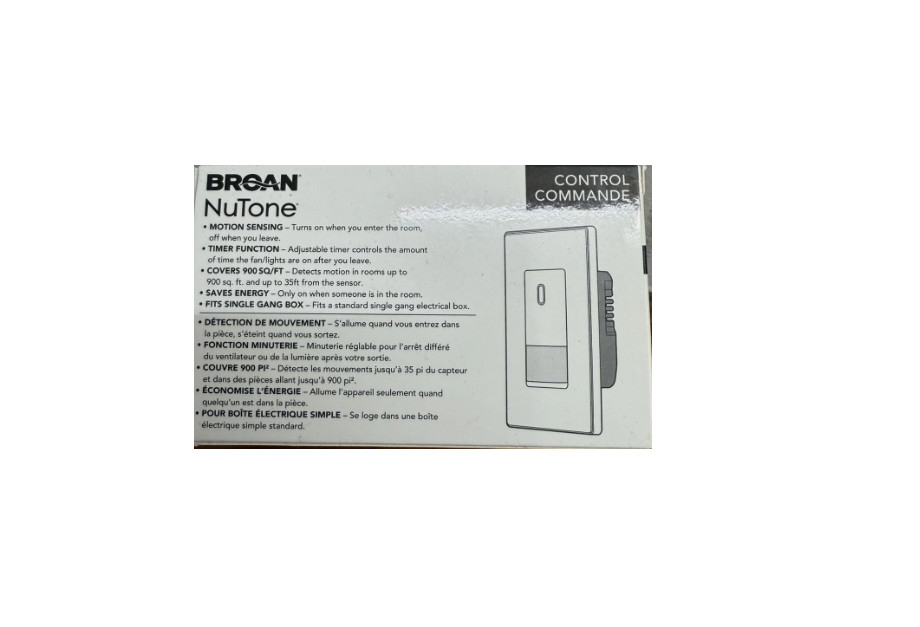 Broan NuTone MS100W Control Occupancy Sensory Motion Sensor light timer switch