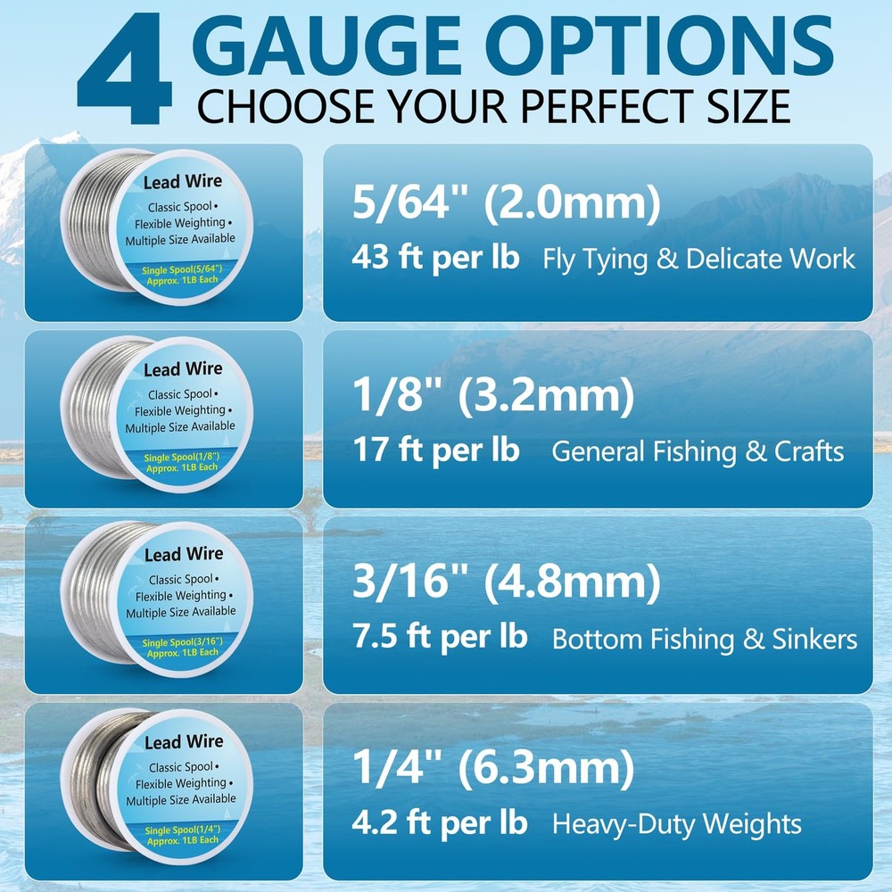 holama Lead Wire Solid Core Roll 1 Lb Spool — Soft High Density 1/4"-1lb