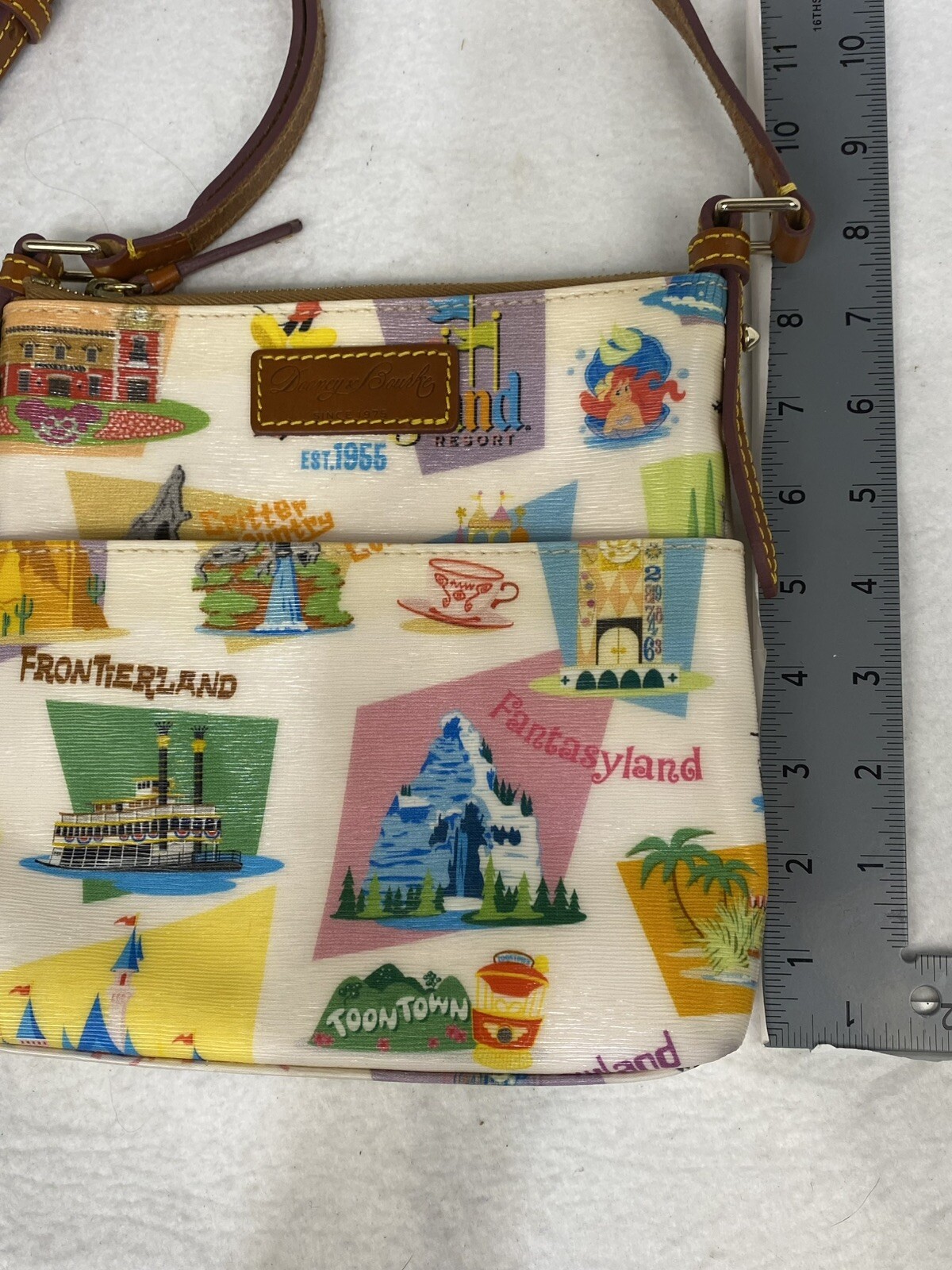Disney Dooney and Bourke DISNEYLAND Resort Parks Retro Print Crossbody Bag