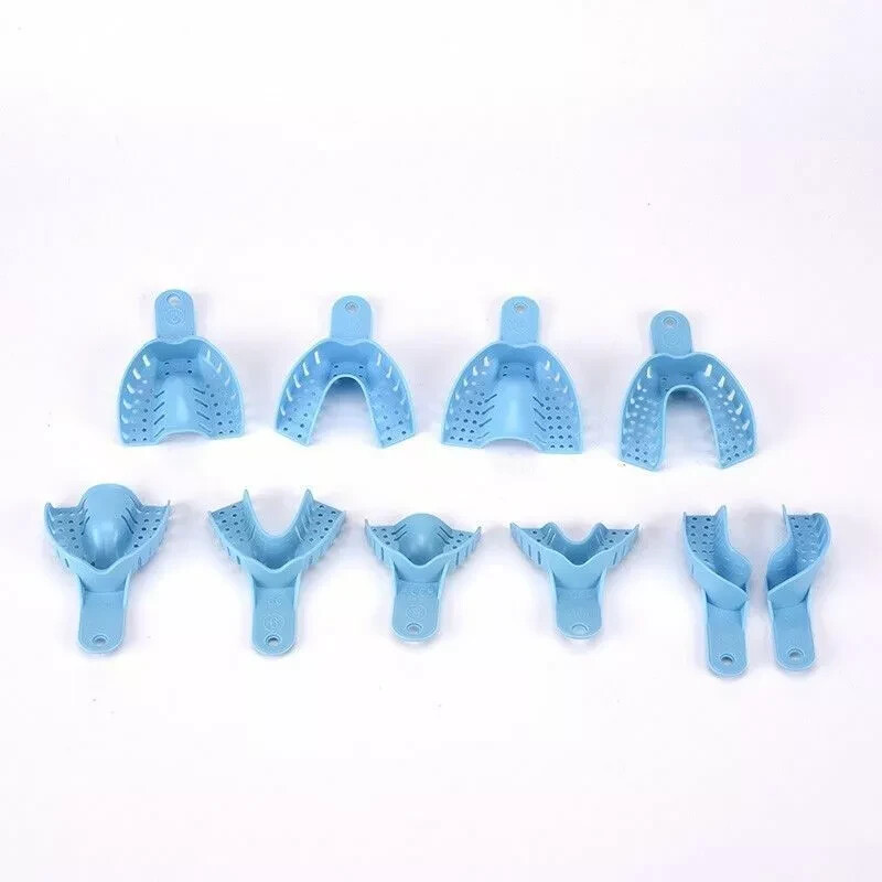 10 Pc/Set Dental Disposable Plastic Impression Trays Blue Plastic Denture
