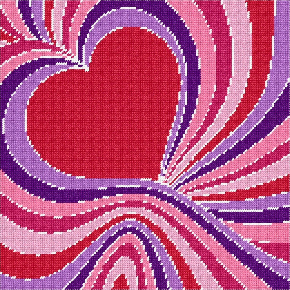 Heart Waves Needlepoint Kit or Canvas