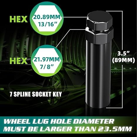 7 Spline Lug Nuts Socket Key - 20mm Hex Socket for Size: 7 SplineStyle: 1 Pcs