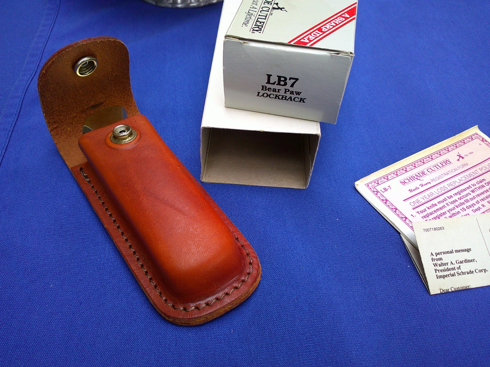 Schrade Uncle Henry LB7 Bear Paw USA Lock Back Pocket Knife w/Sheath NIB