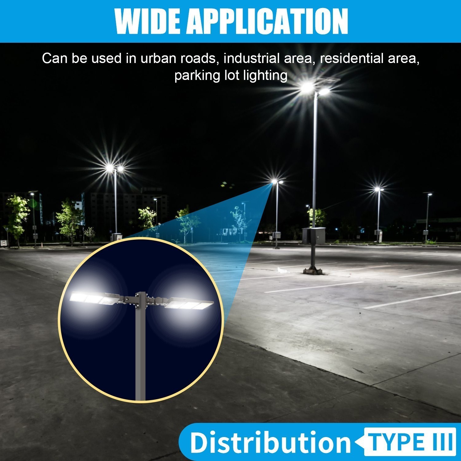 277-480V 44800LM 320W Commercial LED Shoebox Parking Lot Light Fixture Photocell