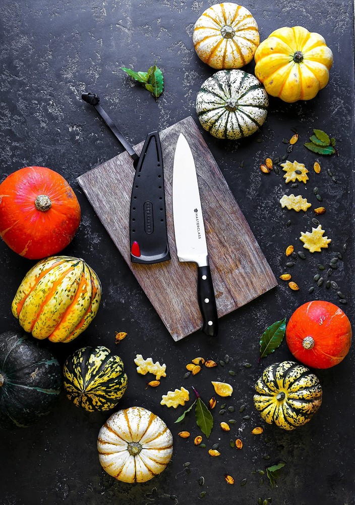 MasterClass Chef Knife with EdgeKeeper Knife Sharpener Sheath, Stainless Stee...