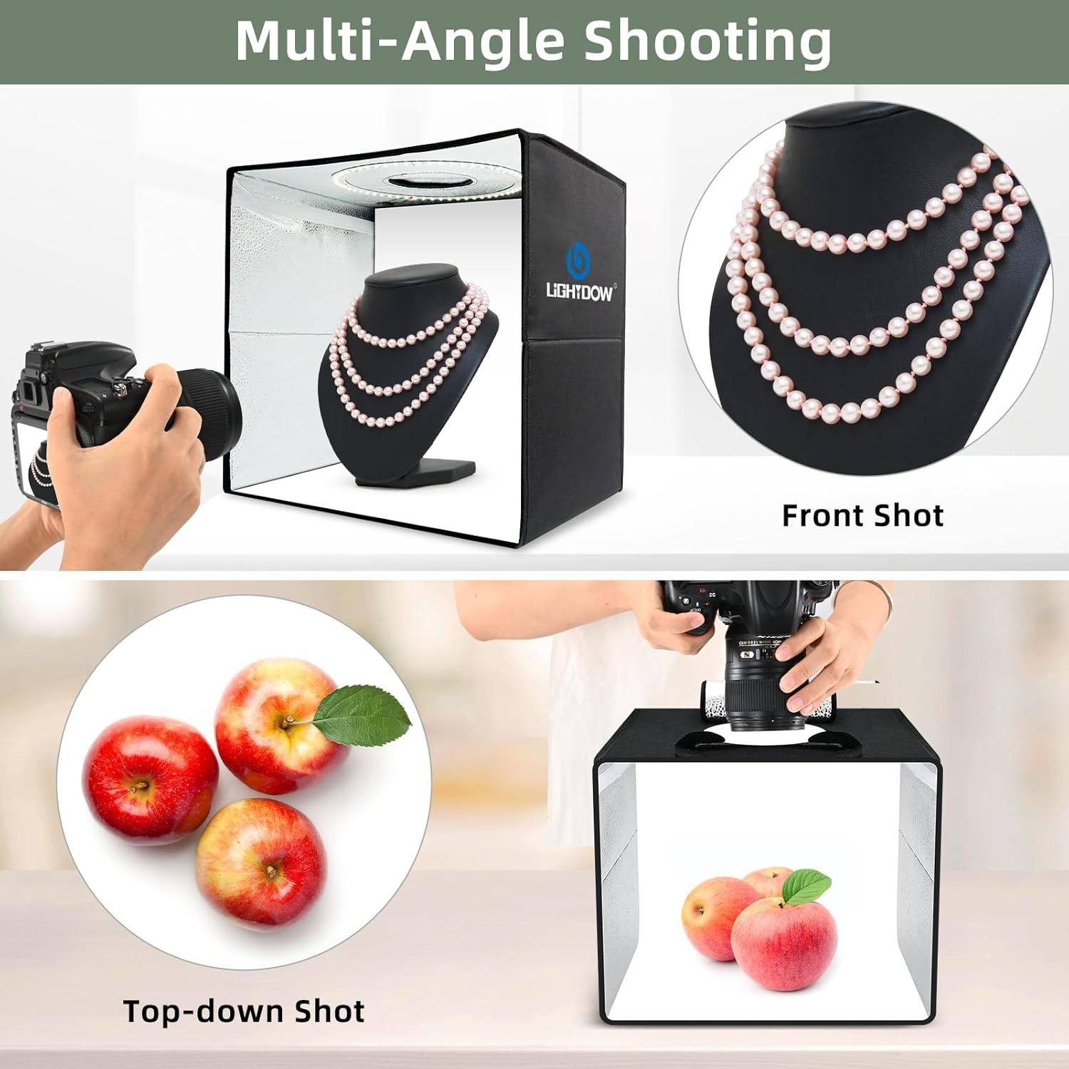 12"x12"x12" Photo Studio Light Box Photography, Desktop Tripod & 120 LED(CRI95)