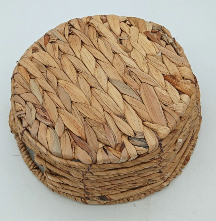 Round Water Hyacinth Woven Decorative Storage Basket 10"