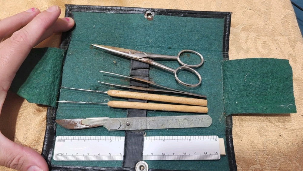 WWII Era Clay-Adams Dissection Kit w/ Tools Ruler & 1945 Insert Complete