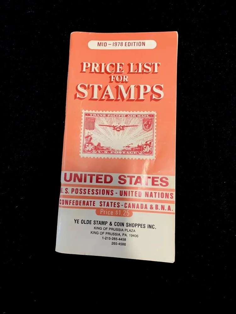 Vintage Price List for Stamps, United States US Possessions Canada+1978 Edition