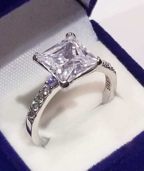 SALE! 3.50 Ct Princess LC Moissanite solitaire Engagement Ring Stainless steel