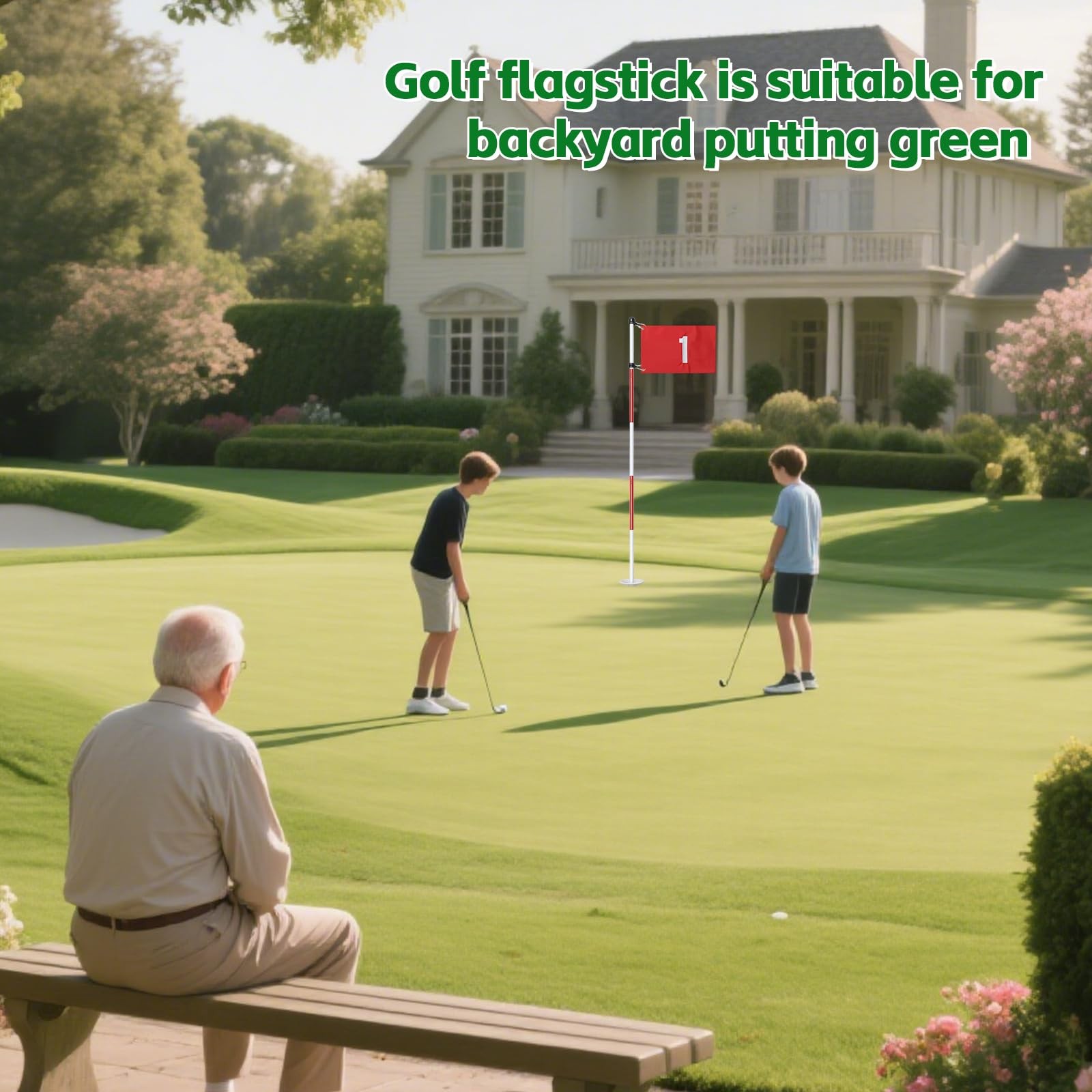 Golf Flagstick for Yard, Flag Putting 6 FT, Red Flag#1, 1 Pack