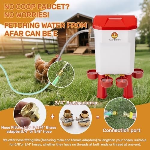 Automatic Chicken Waterer,Float-Controlled Large Watering System with Stainless