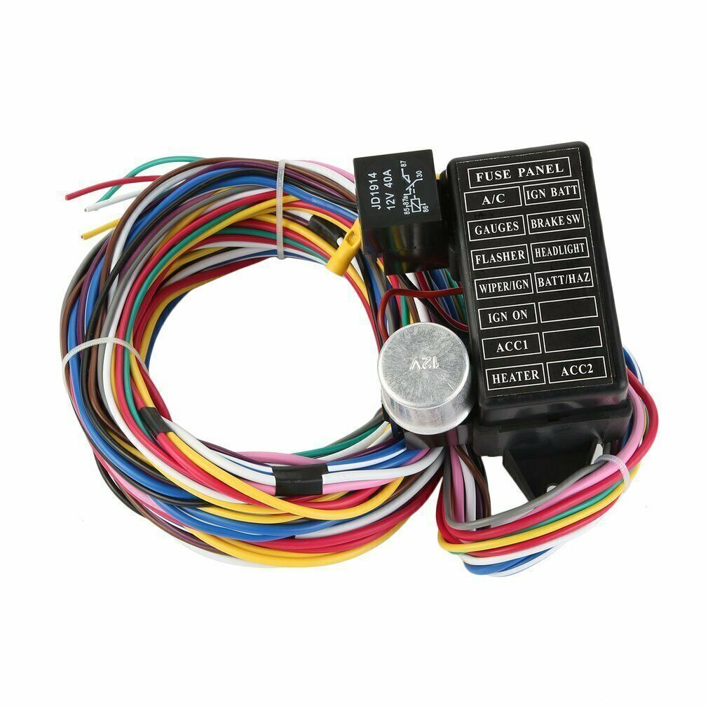Universal 12 Circuit Wiring Wires Harness For Muscle Car Hot Rod Street Rod XL