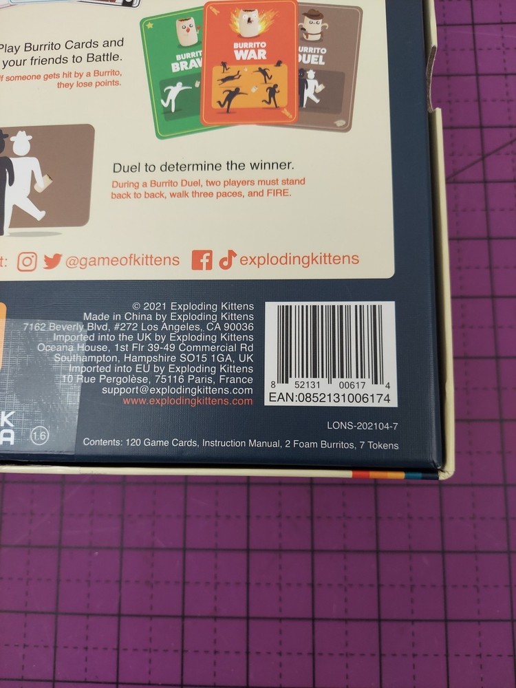 Throw Throw Your Burrito Game By Exploding Kittens - NEW In Wrapping