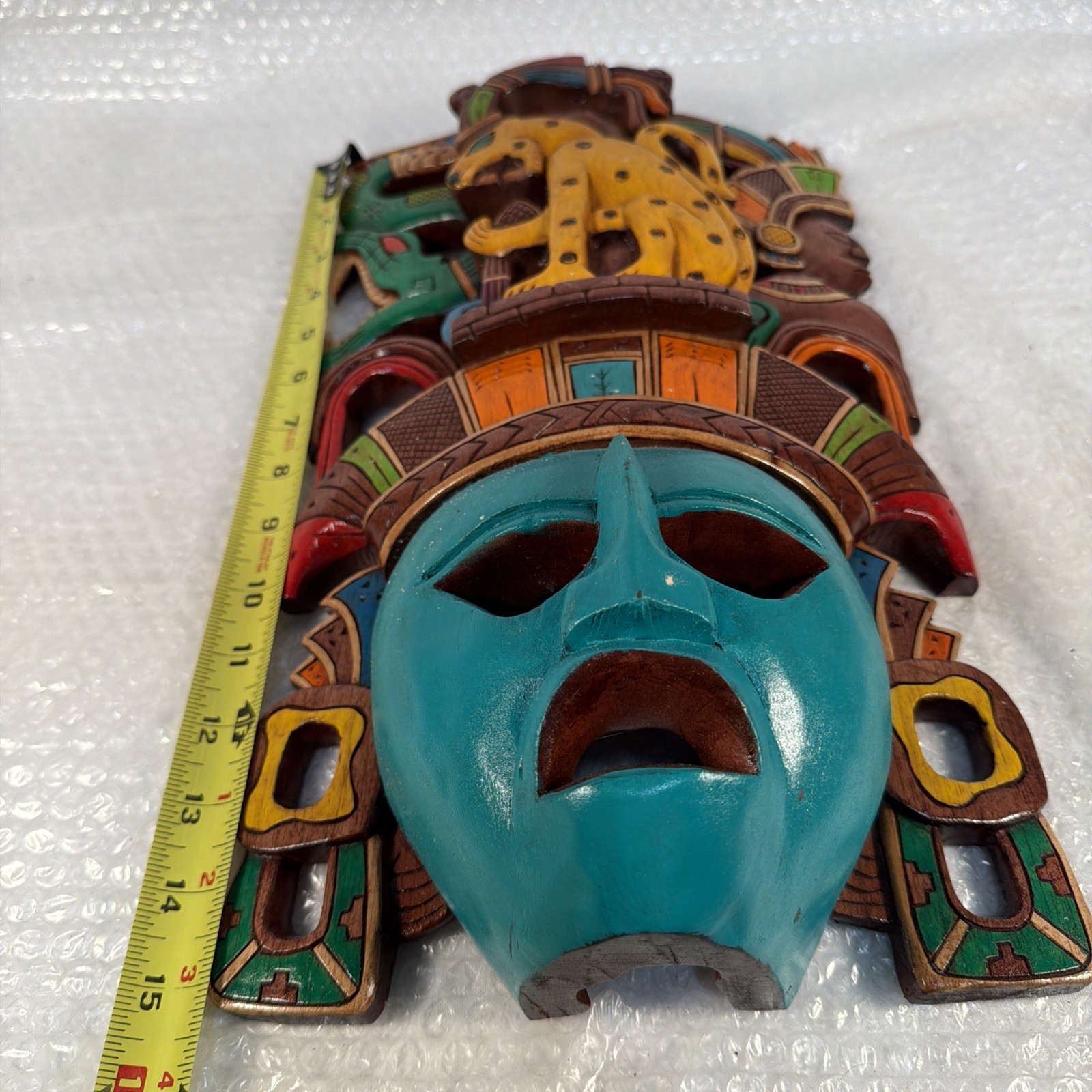 Hand-Carved Wooden Mayan Mask From Mexico