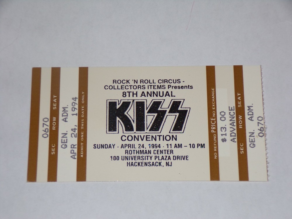 KISS Ticket Stub 8th Annual New York Convention Expo 1994 Vintage Kiss