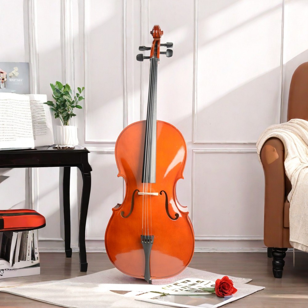 Natural Bright Surface 4/4 Full Size Acoustic Cello,Beginner Cello & Violoncello
