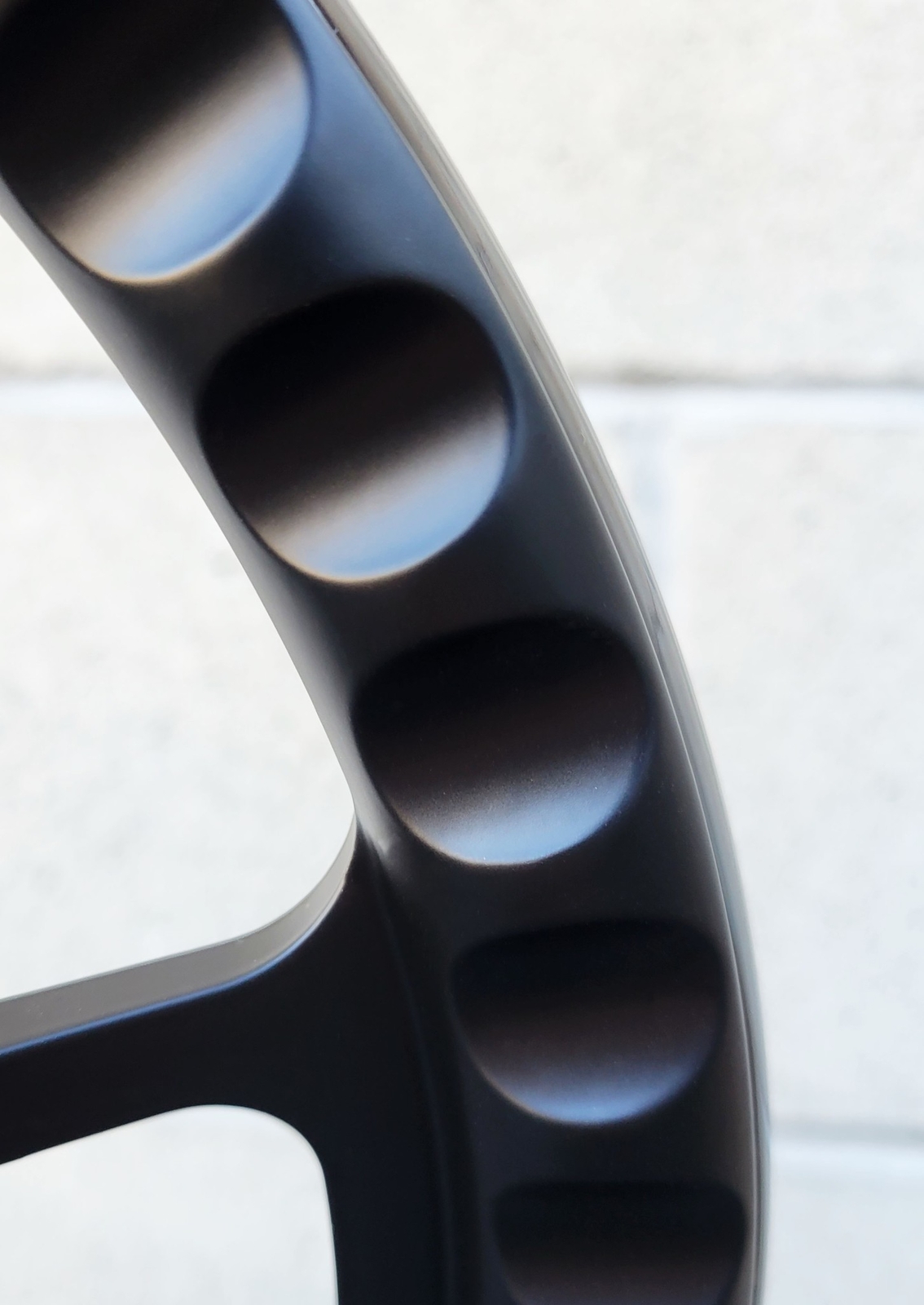 14" Black Billet Steering Wheel Real Dark Wood Burnt Pine Rivets Chevy Bowtie