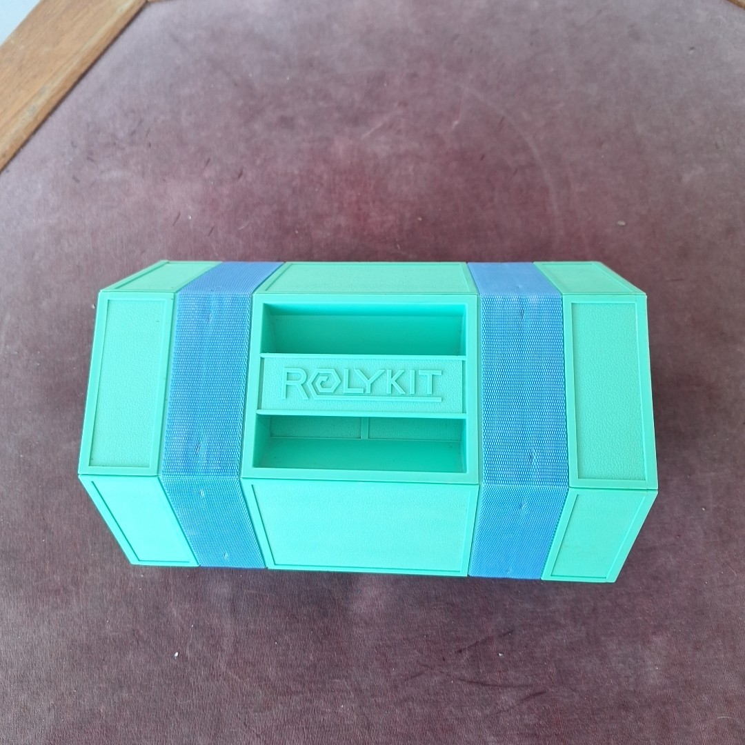 Vintage Rolykit Green Blue Tool Box Craft Fishing Sewing Organizer Portable