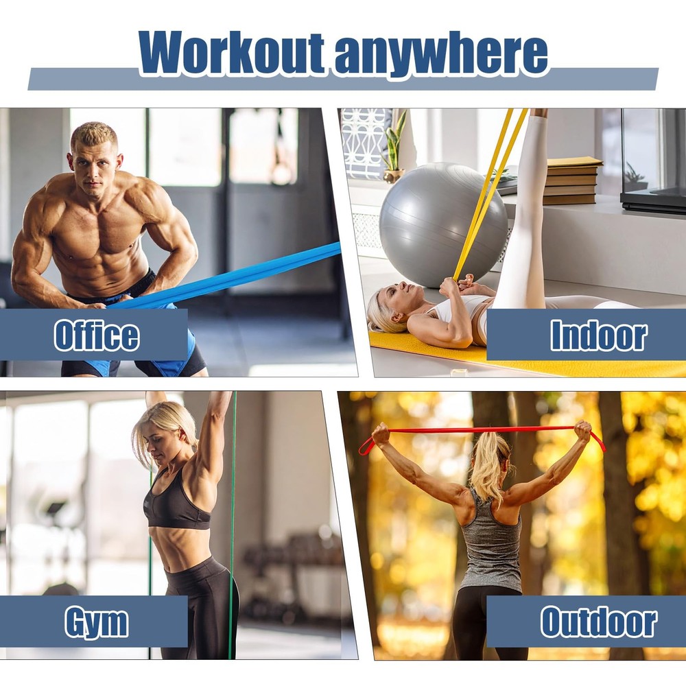 8pcs Pull Up Assistance Bands Set 5pcs Resistance Bands & 2pcs Thin Pull Up B...