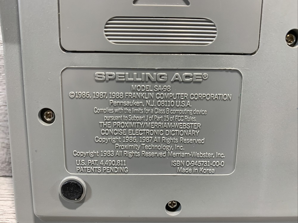 Franklin Computer Spelling Ace SA-98 English Spell Checker TESTED
