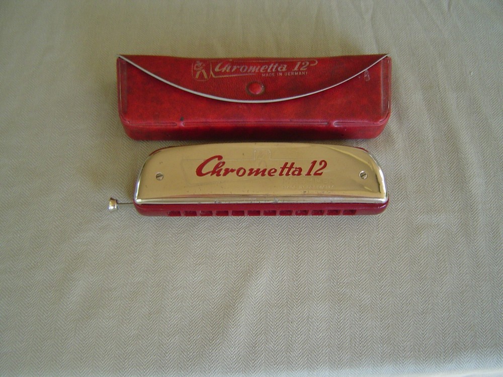 "CHROMETTA 12" "C" GERMAN MADE CHROMATIC HARMONICA BY M. HOHNER & STORAGE CASE