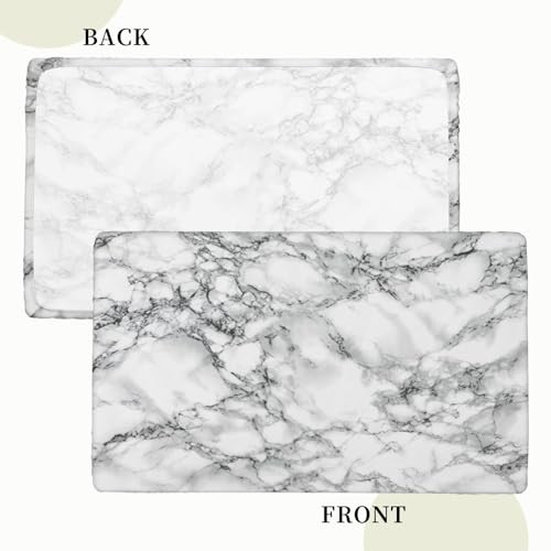 Black and White Marble Tablecloth with Elastic Edge for 4ft Rectangle Table,