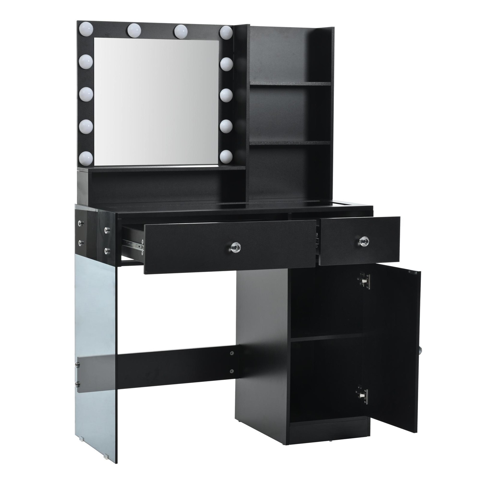 Vinsetto Vanity Desk with Mirror and 3 Lighting Modes, Black