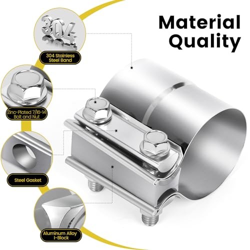 Pcs Exhaust Clamp Butt Joint 304 Stainless Steel Band Lap Joint Band 3.0 inch 2