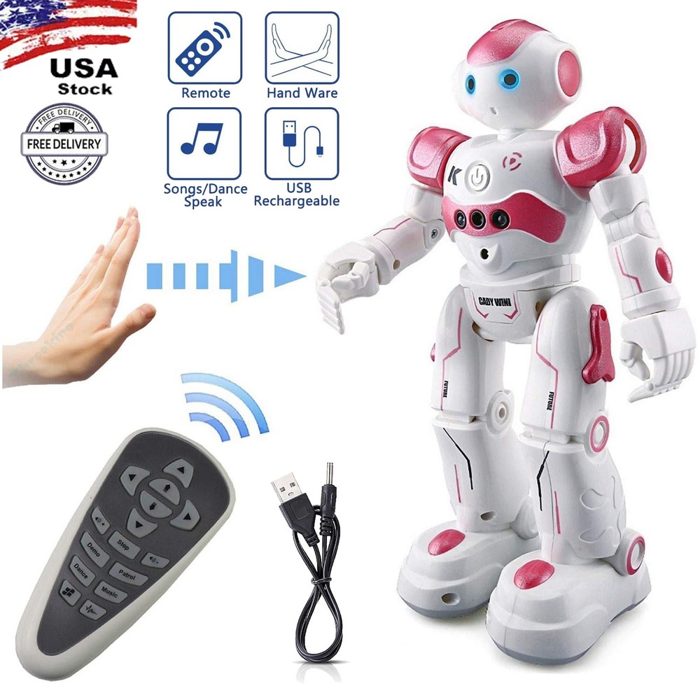 RC Robot Toys, Gesture & Sensing Programmable Remote Control Smart Robot Pink US