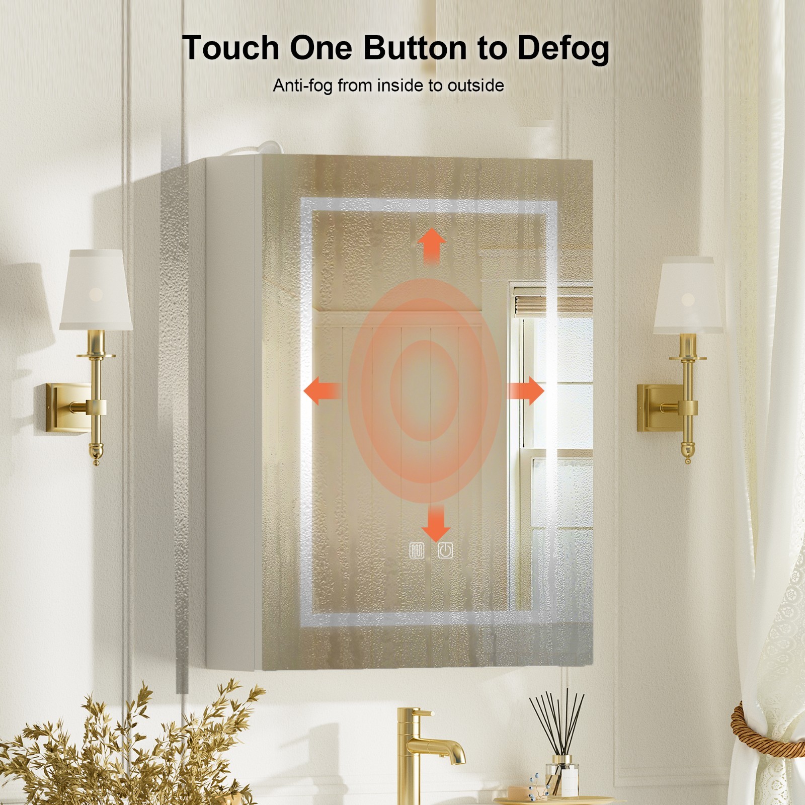 18x24inch Led Medicine Cabinet Bathroom Mirror Cabinet with Lights Anti-Fog New