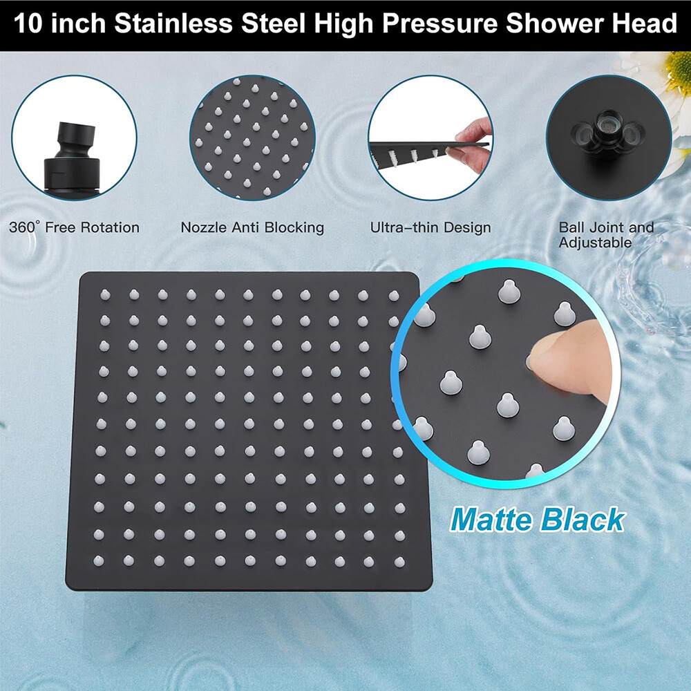 Shower Faucet Set w/Mixer Valve Kit Rainfall Shower Head Combo System Wall Mount