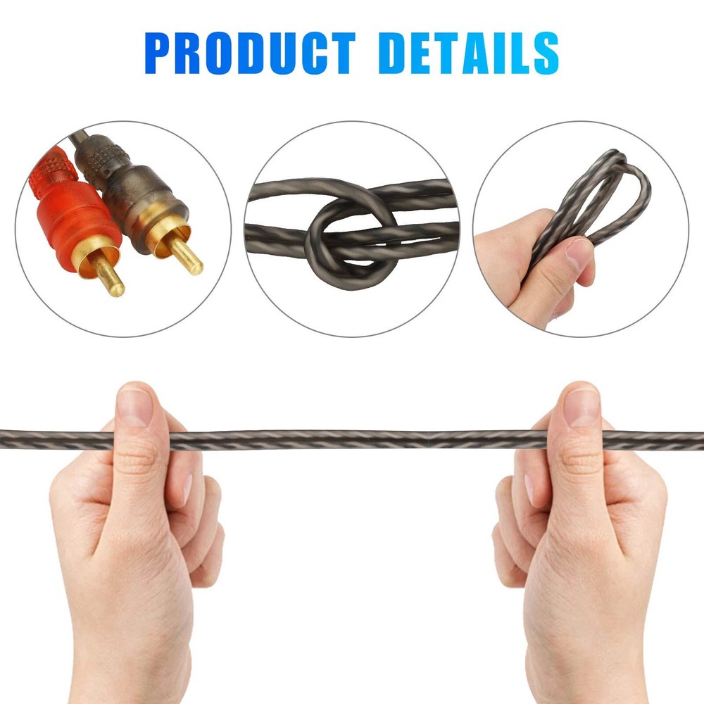 2PCS RCA Cables 2 Channel Twisted 4Ft Shielded Audio Interconnect Amp Wire