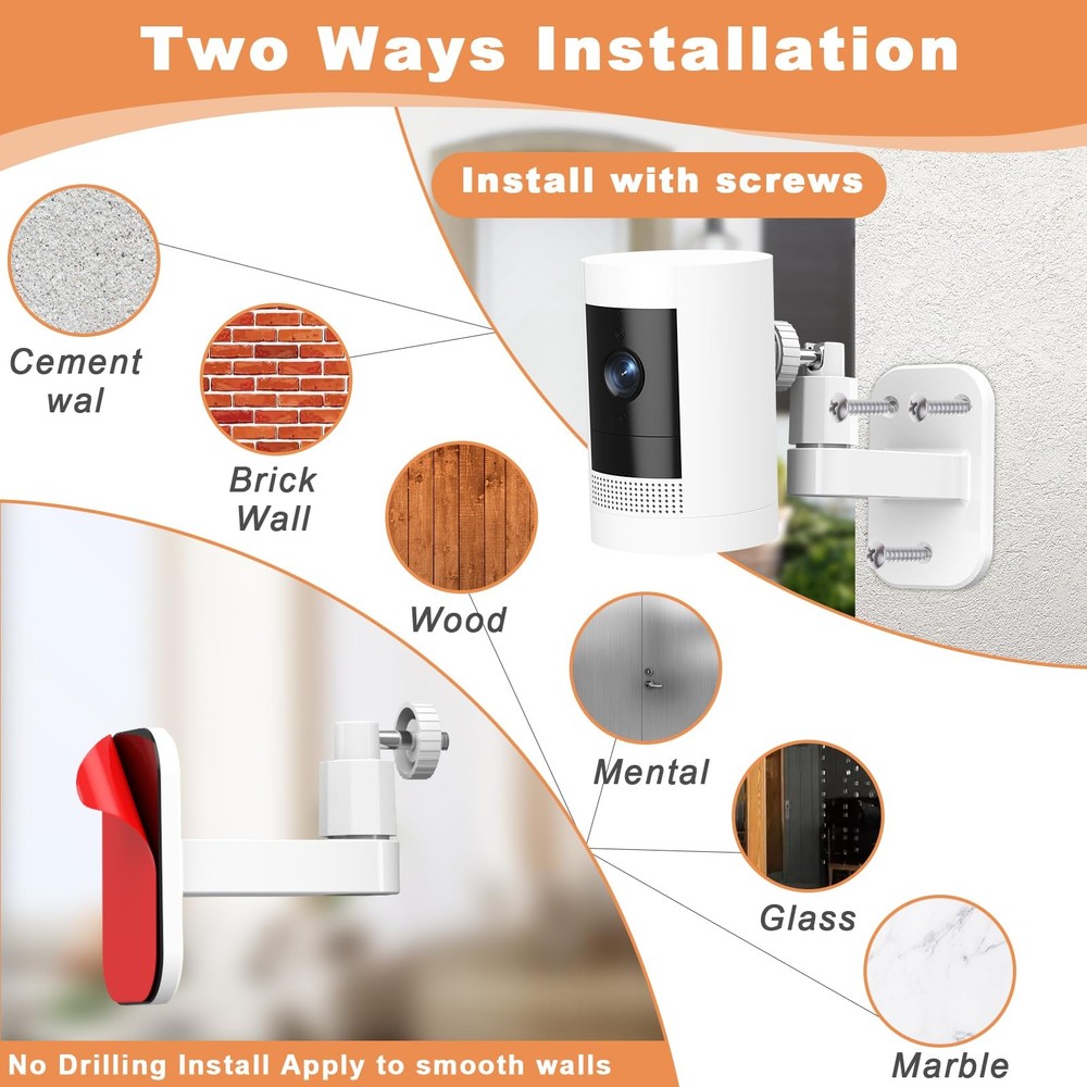 2Pack Ring Camera Wall Mount,Compatible with Mount 2P, White