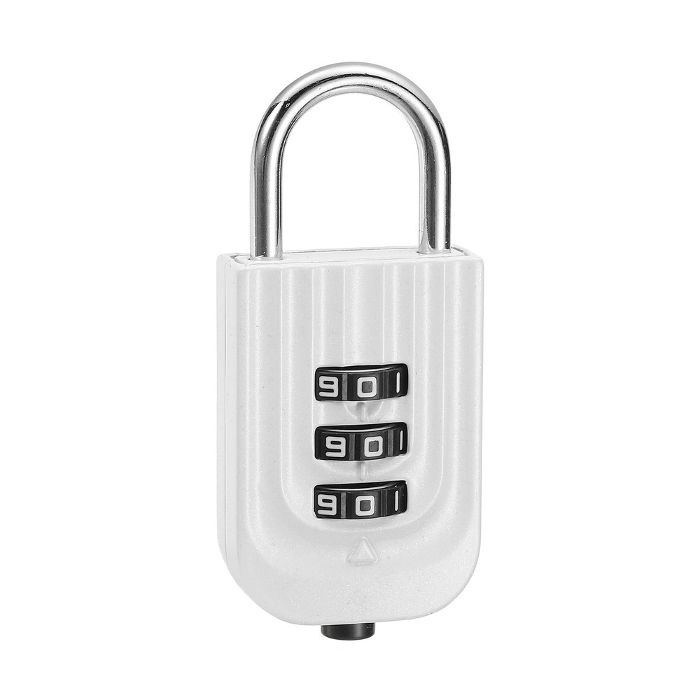 Resettable 3 Digit Combination Lock Code Padlock, White (65 x 30mm)