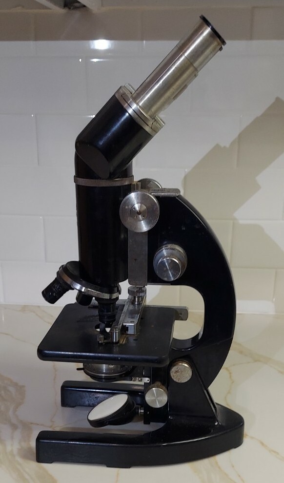 Vintage Officine Galileo Microscope w/ Original Case, Objectives & Light Source