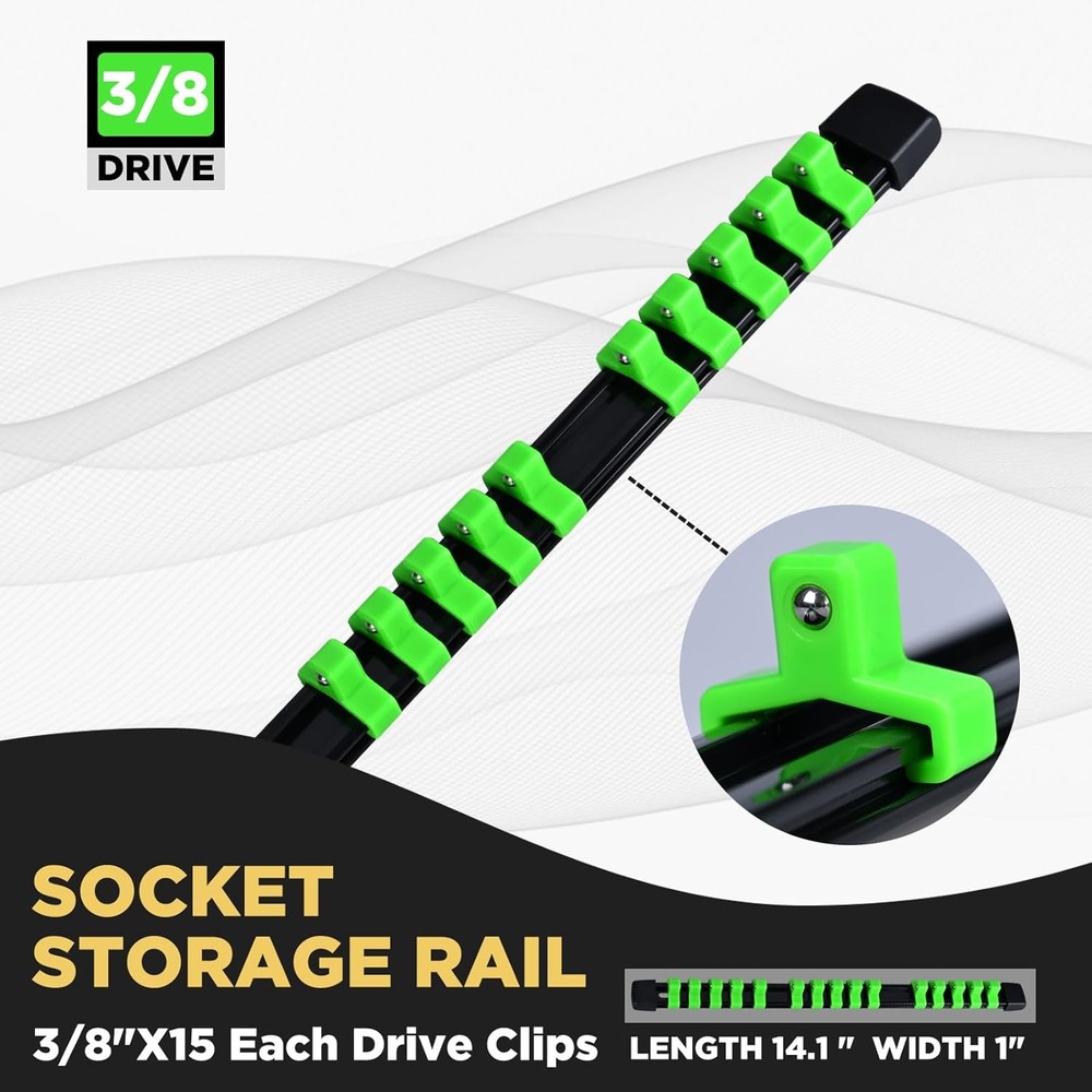 Socket Organizer Heavy Duty Holder Kit ABS Socket Rail Clips