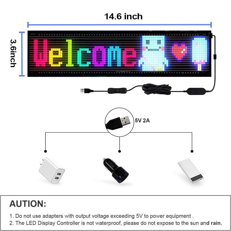 LED Sign for Car – Flexible Devil Eyes Light for Windshield, LED Digital Panel